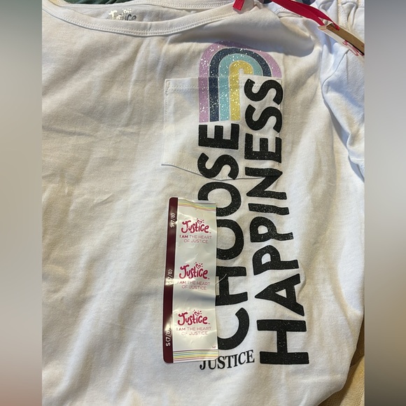 New Justice size Small (7/8) crop short sleeve glitter shirt - Picture 1 of 13